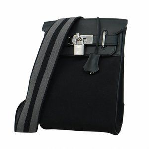 Hermes Hermès Kelly Akkad PM Body Bag in Swift Canvas, Black, with Double Sta...